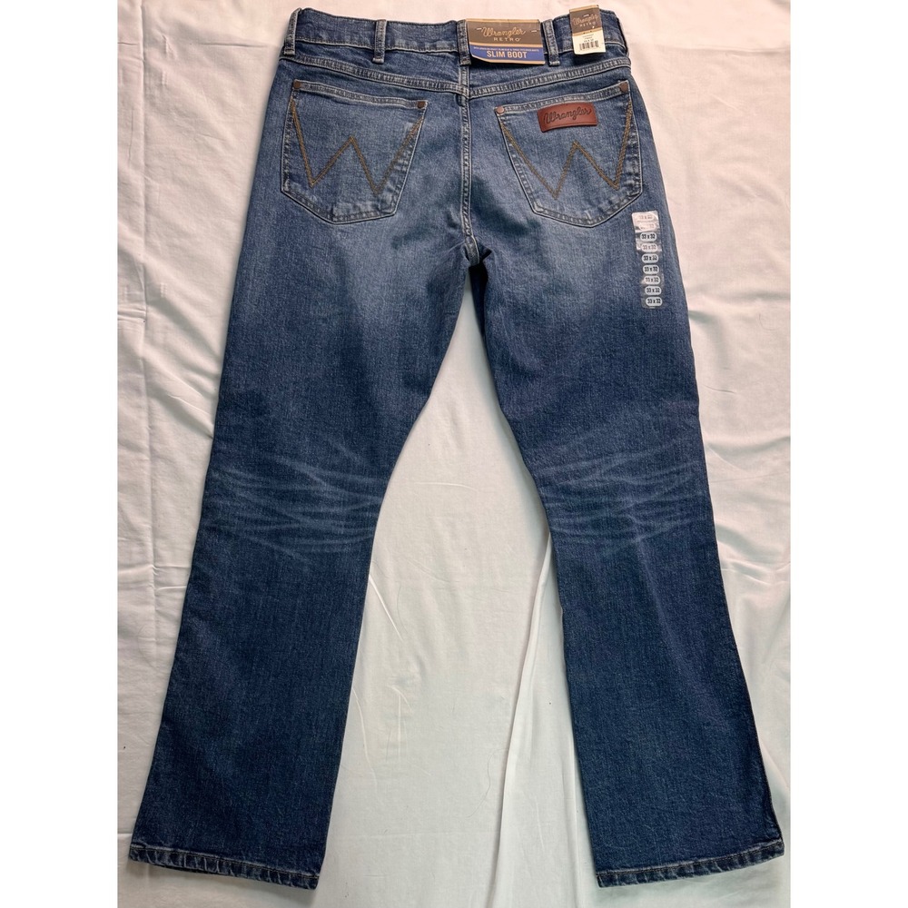 Wrangler Retro Slim Boot Jeans Mens 33x32 Medium Wash Western Denim - Picture 16 of 16